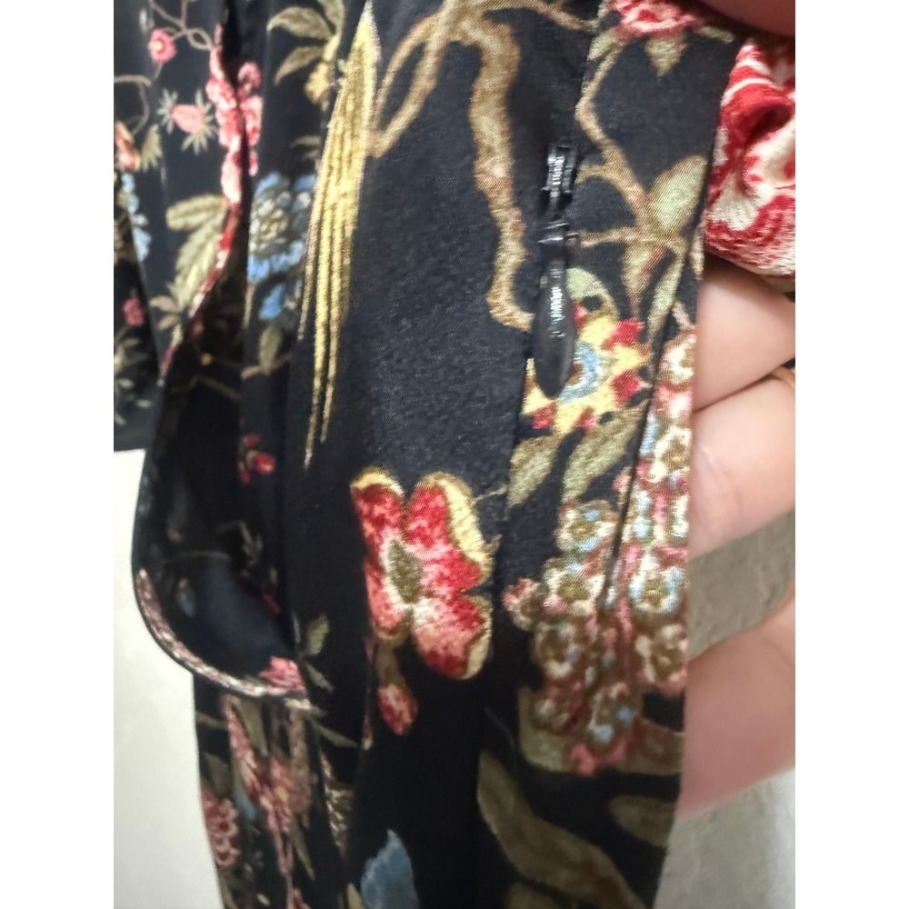 H&M Floral Bird Print Wide Leg Jumpsuit Black Flutter Sleeve V-Neck Size 8 - Picture 6 of 16